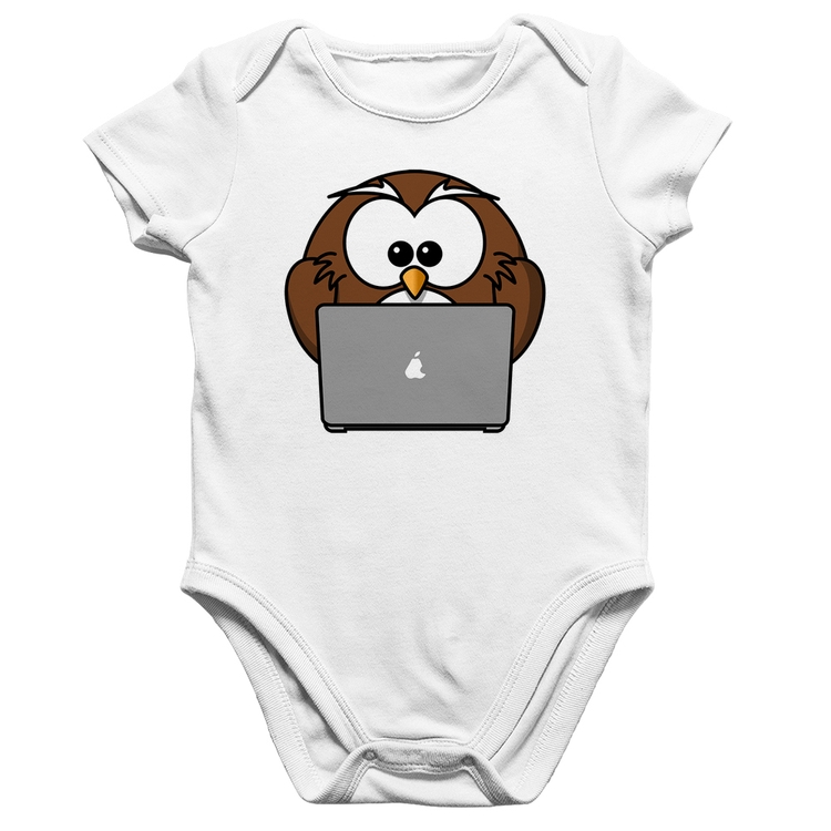 Body Bebê Algodão Coruja Internauta - Branco