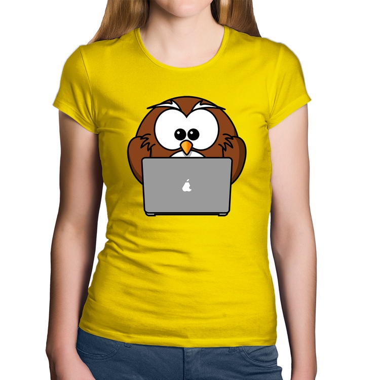 Baby Look Algodão Coruja Internauta - Amarela