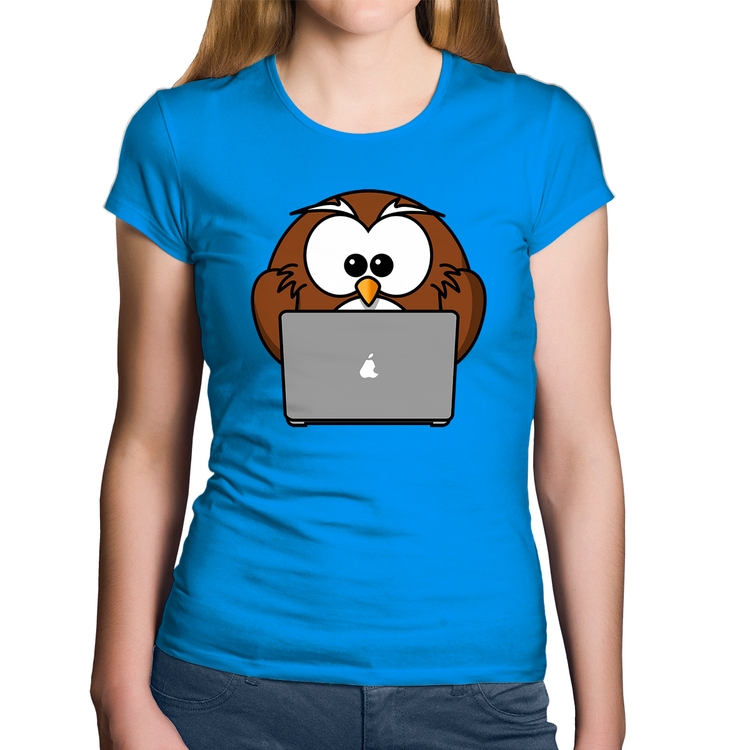 Baby Look Algodão Coruja Internauta - Azul