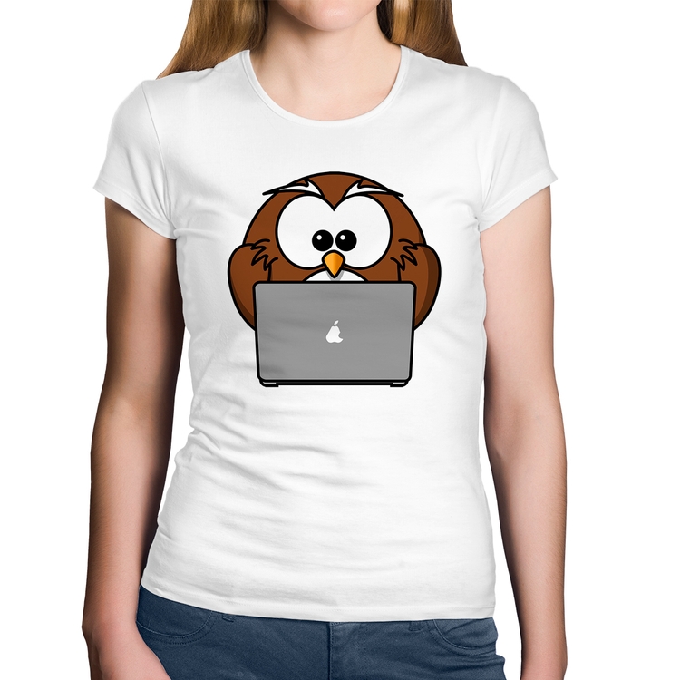 Baby Look Algodão Coruja Internauta - Branca