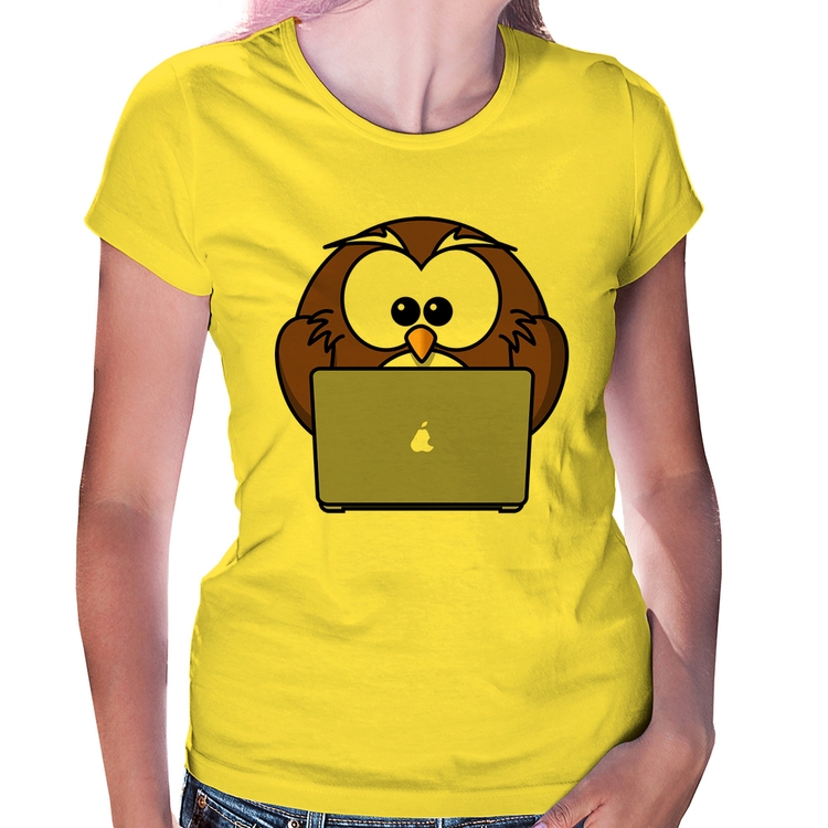 Baby Look Coruja Internauta - Amarela