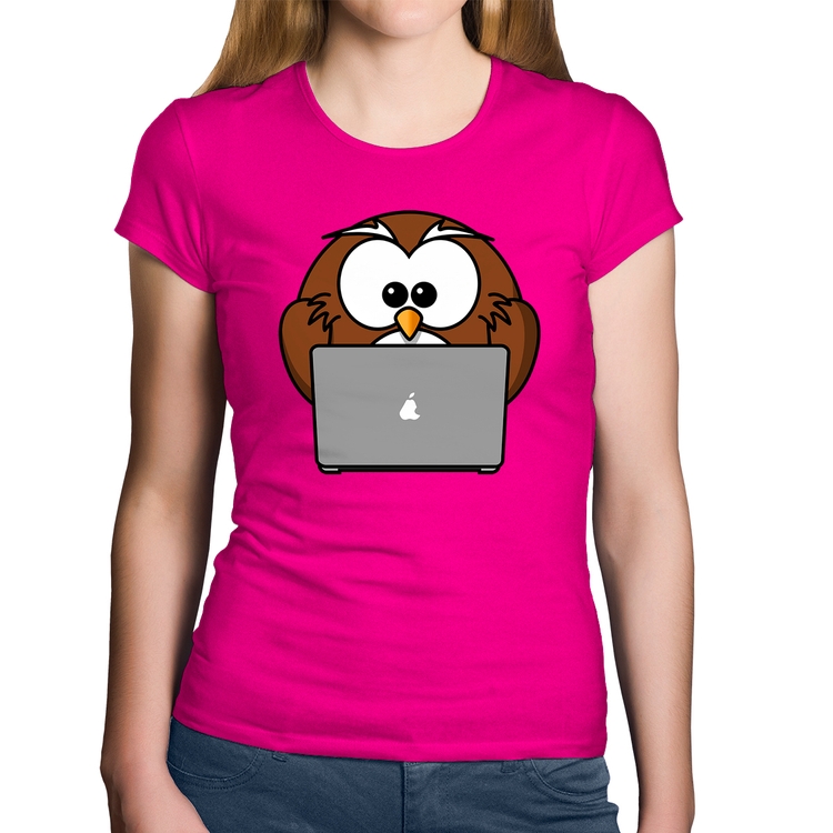 Baby Look Algodão Coruja Internauta - Rosa