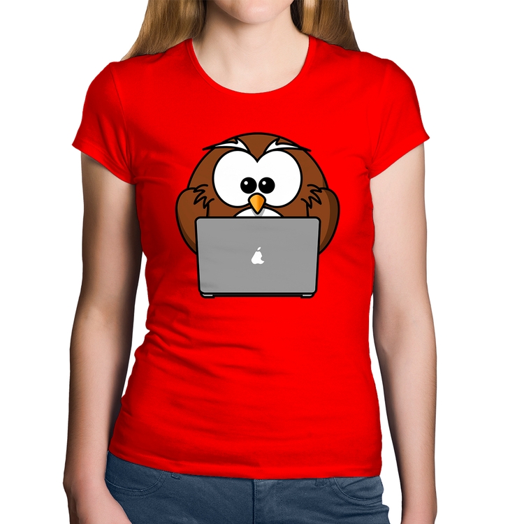 Baby Look Algodão Coruja Internauta - Vermelha