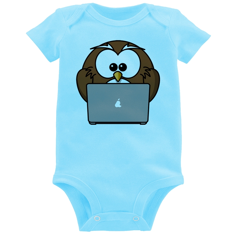 Body Bebê Coruja Internauta - Azul Bebê