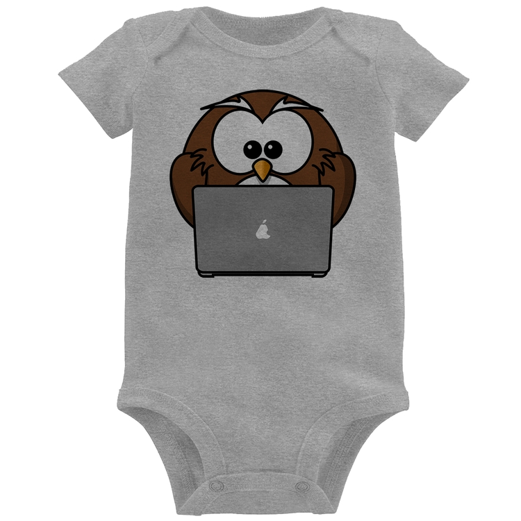 Body Bebê Coruja Internauta - Cinza