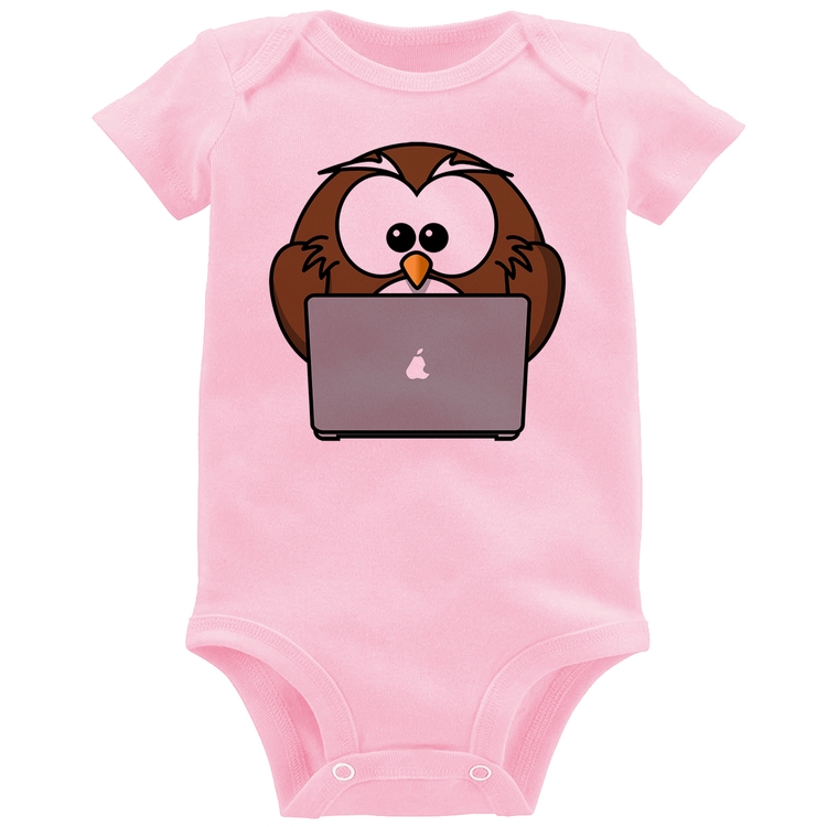 Body Bebê Coruja Internauta - Rosa Bebê