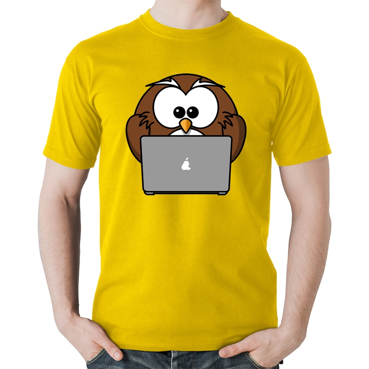 Camiseta Algodão Coruja Internauta - Amarela