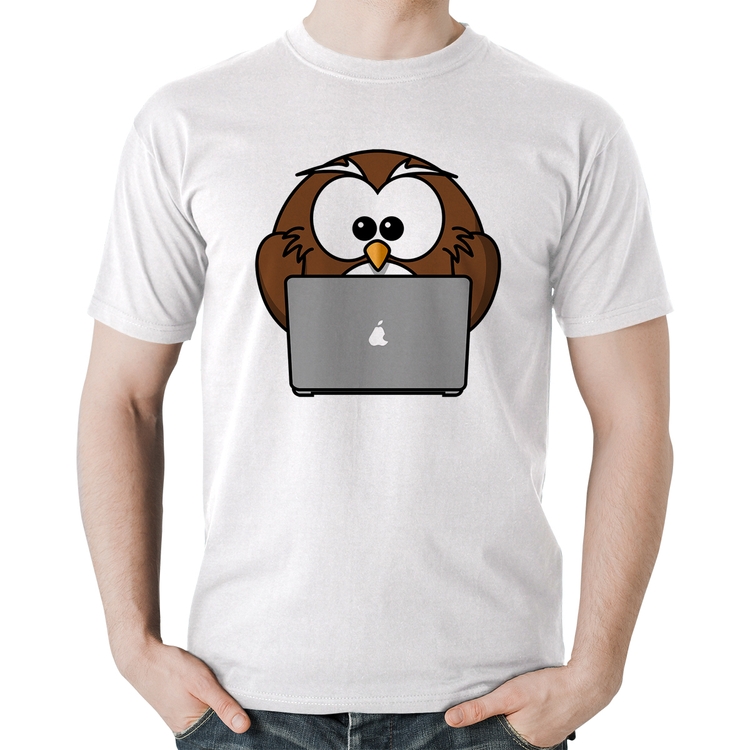 Camiseta Algodão Coruja Internauta - Branca