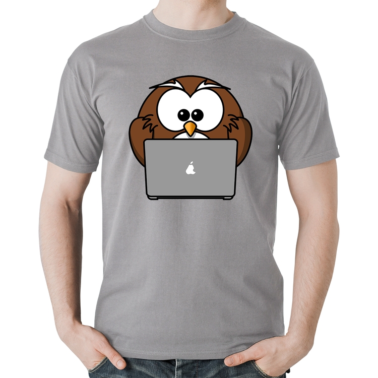 Camiseta Algodão Coruja Internauta - Cinza