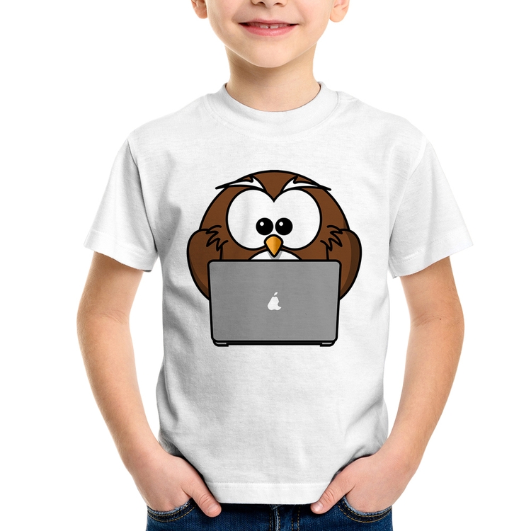 Camiseta Infantil Coruja Internauta