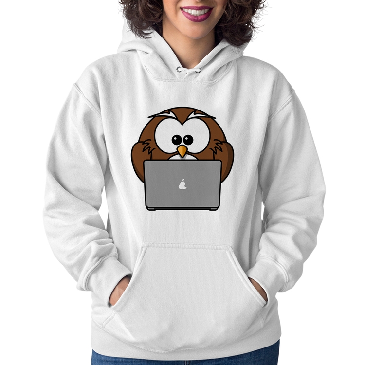 Moletom Feminino Coruja Internauta - Branco