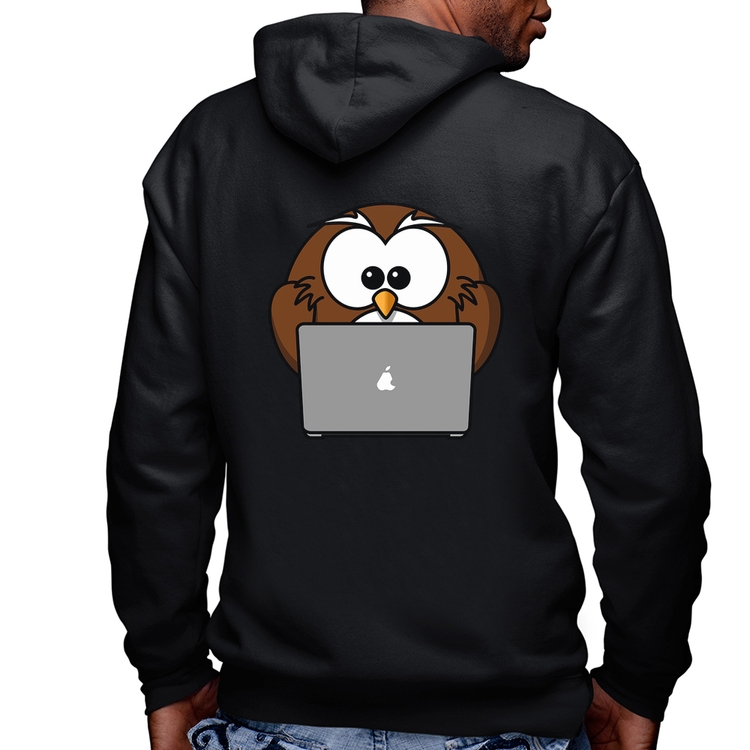 Blusa Moletom Coruja Internauta Masculina com Capuz e Zíper
