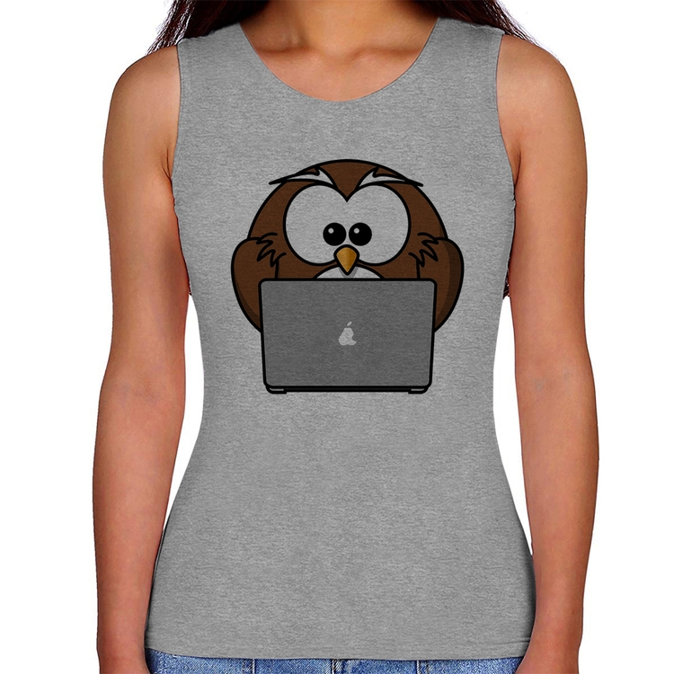 Regata Feminina Coruja Internauta - Cinza