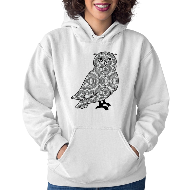 Moletom Feminino Coruja Mandala - Branco