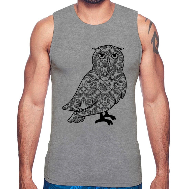 Regata Coruja Mandala - Cinza