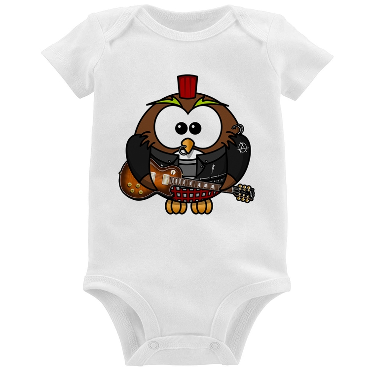 Body Bebê Coruja Rock Guitarra