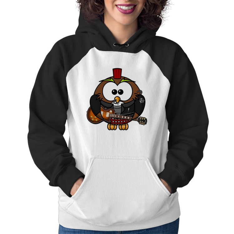 Moletom Feminino Coruja Rock Guitarra