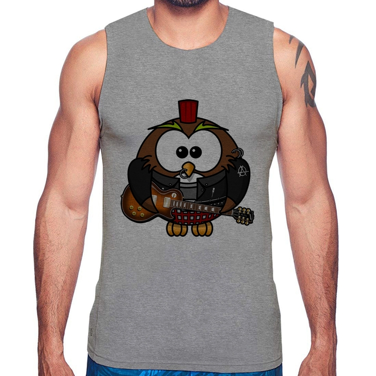 Regata Coruja Rock Guitarra - Cinza