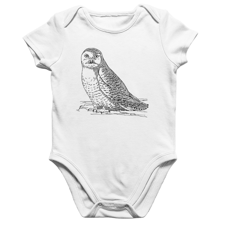 Body Bebê Algodão Coruja Traços - Branco