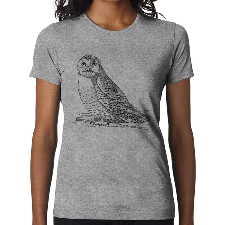 Baby Look Coruja Traços - Cinza