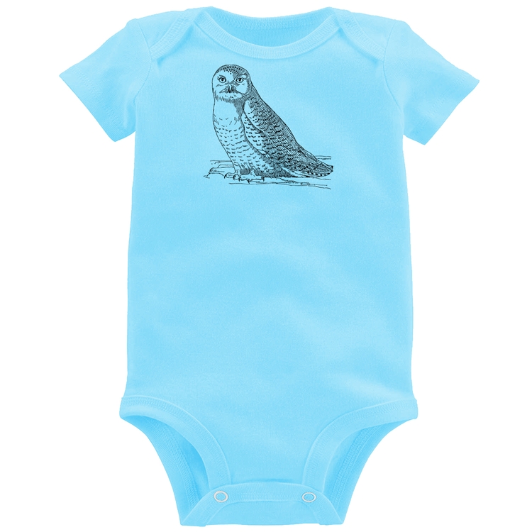 Body Bebê Coruja Traços - Azul Bebê