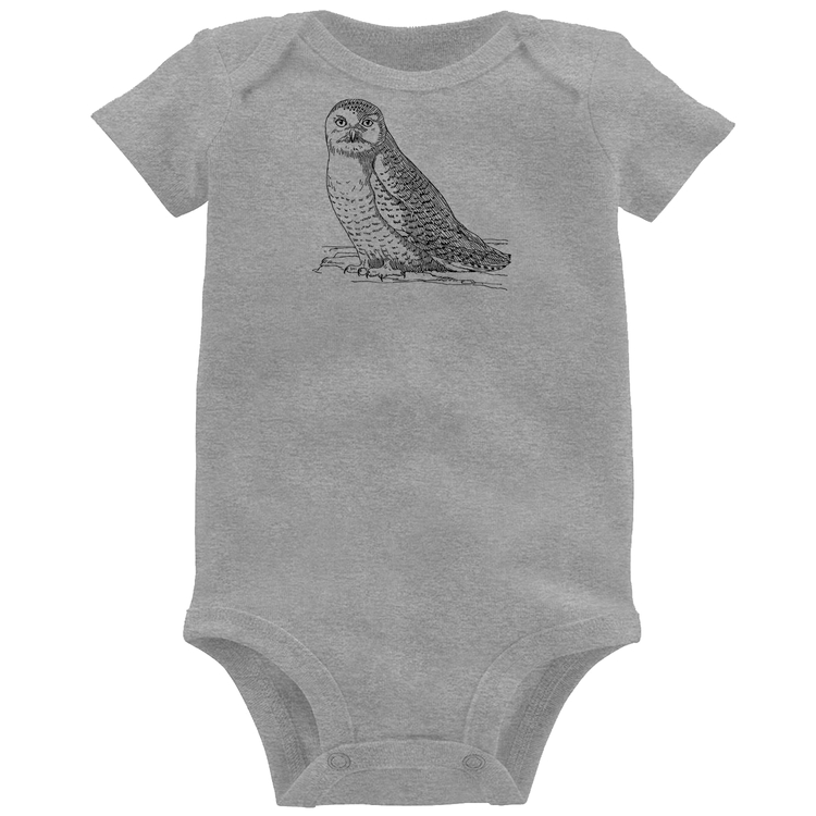 Body Bebê Coruja Traços - Cinza