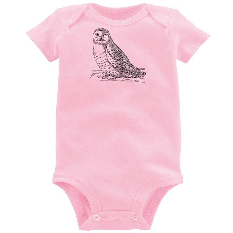 Body Bebê Coruja Traços - Rosa Bebê