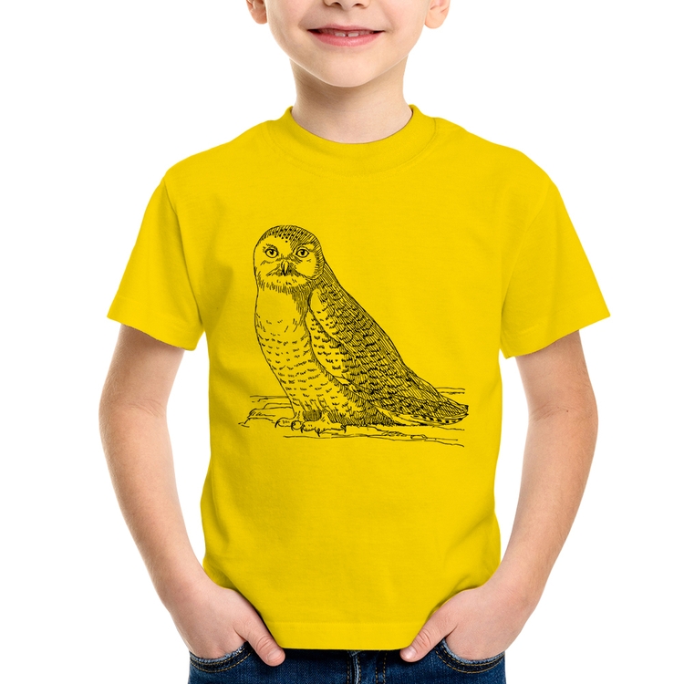 Camiseta Infantil Coruja Traços - Amarela