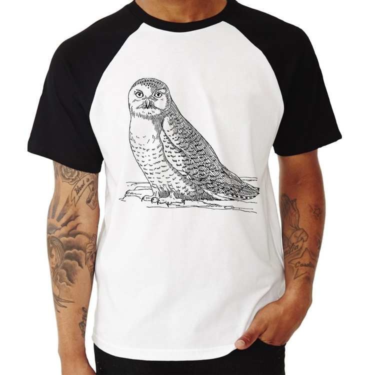 Camiseta Raglan Coruja Traços