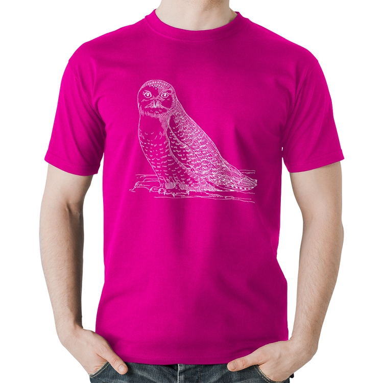 Camiseta Algodão Coruja Traços - Rosa