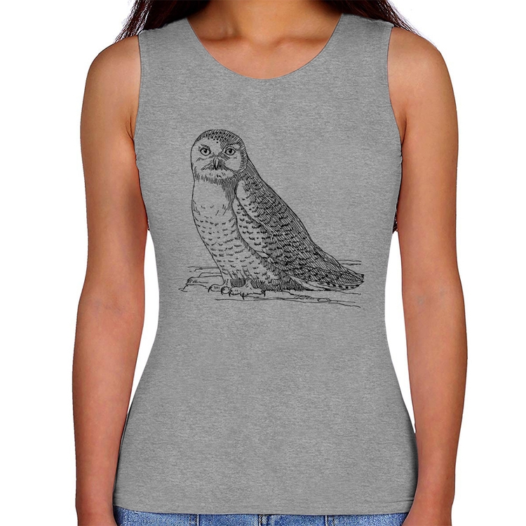 Regata Feminina Coruja Traços - Cinza