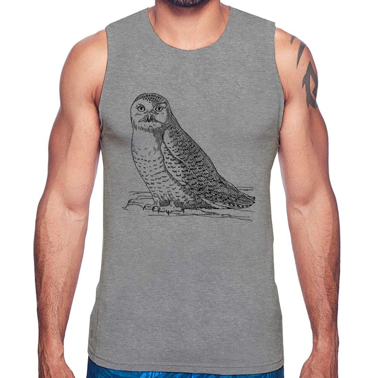 Regata Coruja Traços - Cinza