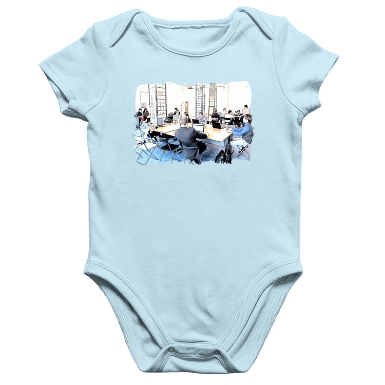 Body Bebê Algodão Coworking - Azul Bebê