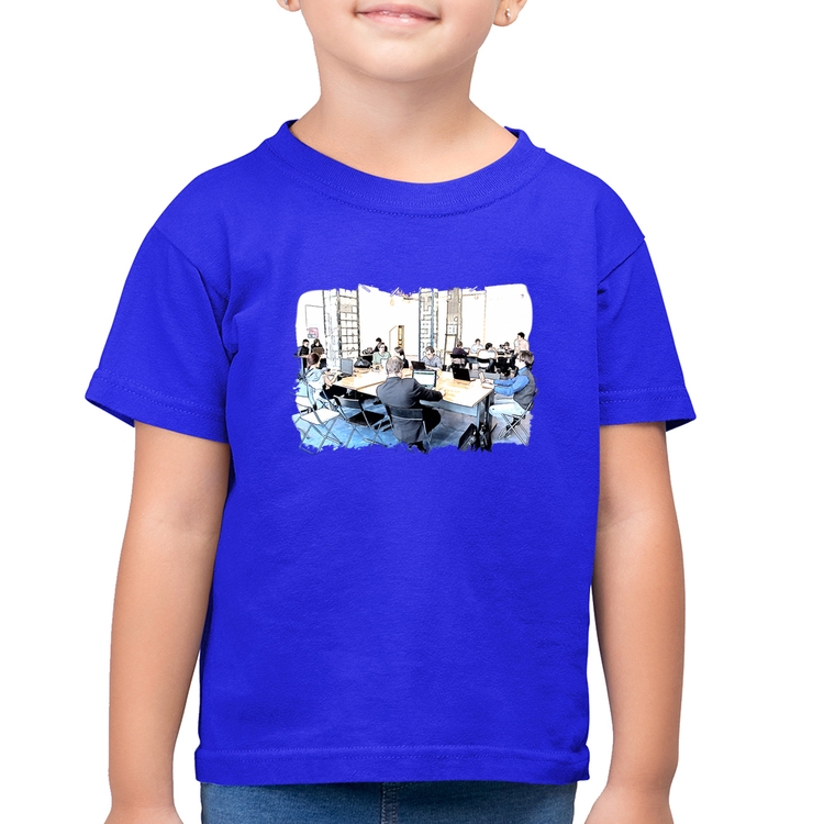 Camiseta Algodão Infantil Coworking - Azul Royal