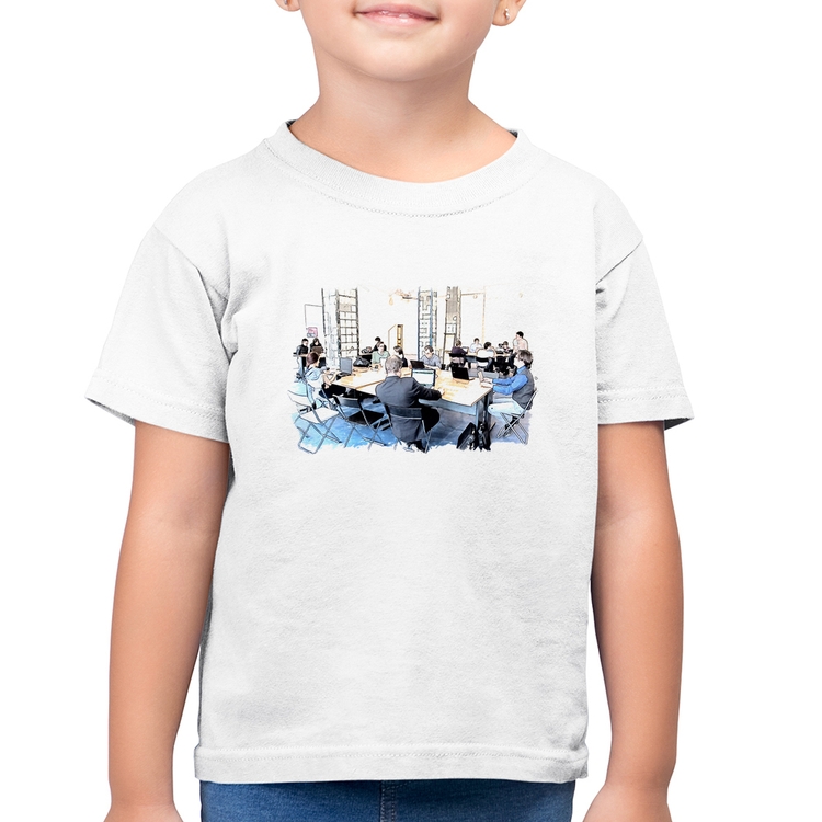 Camiseta Algodão Infantil Coworking - Branca