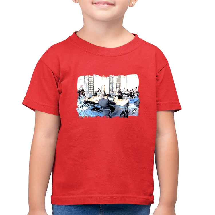 Camiseta Algodão Infantil Coworking - Vermelha