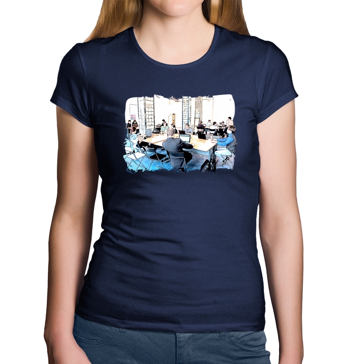 Baby Look Algodão Coworking - Marinho