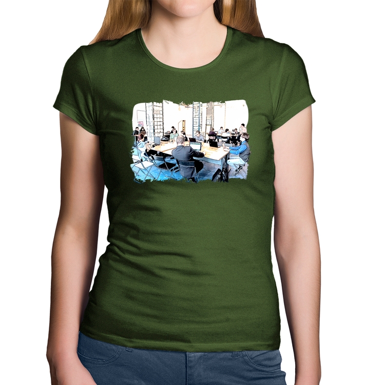 Baby Look Algodão Coworking - Musgo