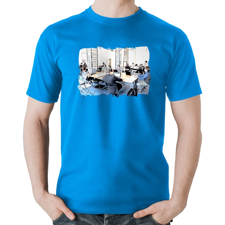 Camiseta Algodão Coworking - Azul