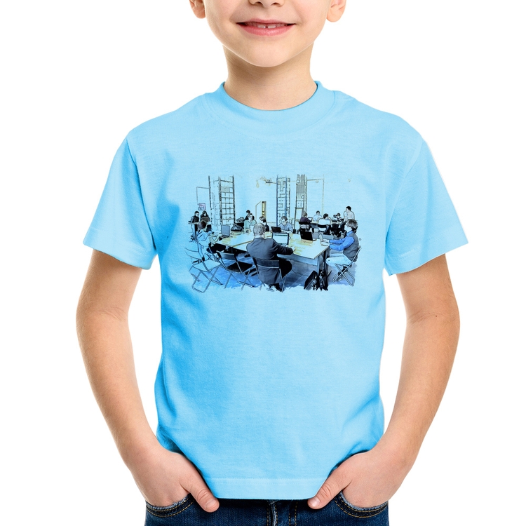 Camiseta Infantil Coworking - Azul Bebê