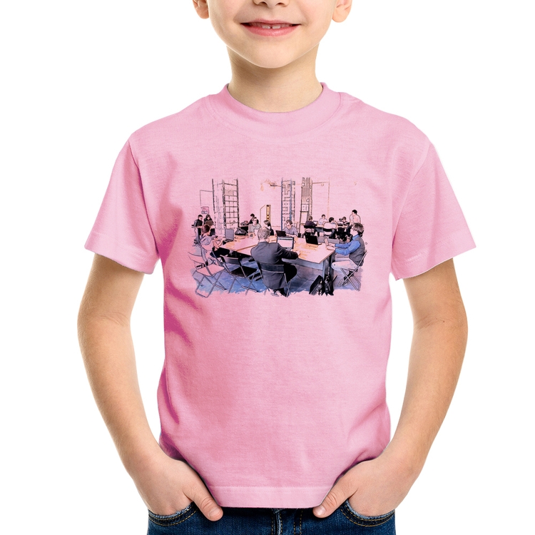Camiseta Infantil Coworking - Rosa Bebê