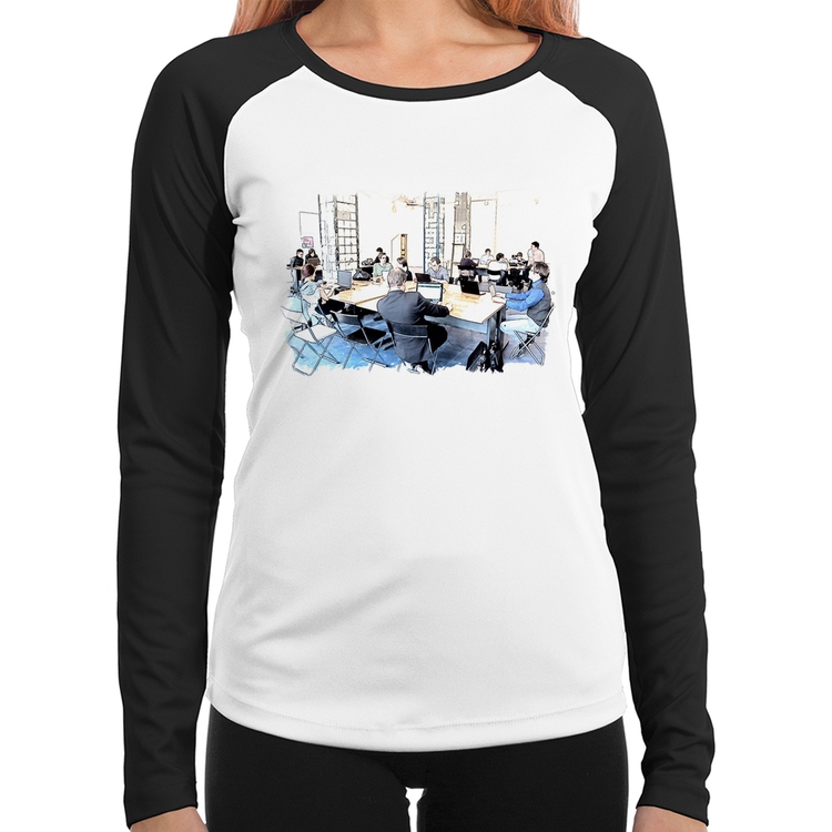 Baby Look Raglan Coworking Manga Longa