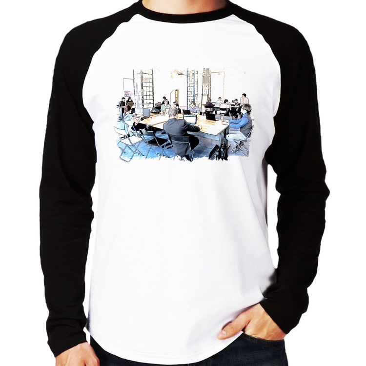 Camiseta Raglan Coworking Manga Longa