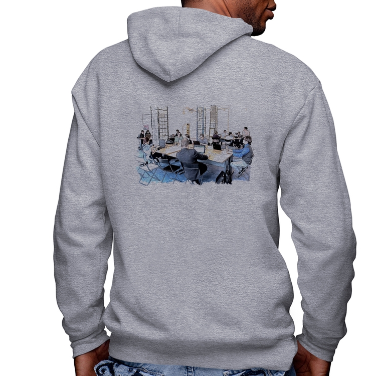 Blusa Moletom Coworking Masculina com Capuz e Zíper - Mescla