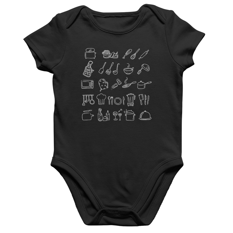 Body Bebê Algodão Cozinha Elementos