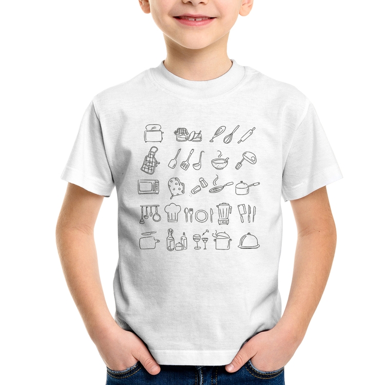 Camiseta Infantil Cozinha Elementos