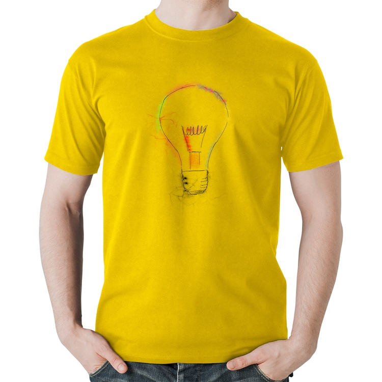 Camiseta Algodão Creative Bulb - Amarela