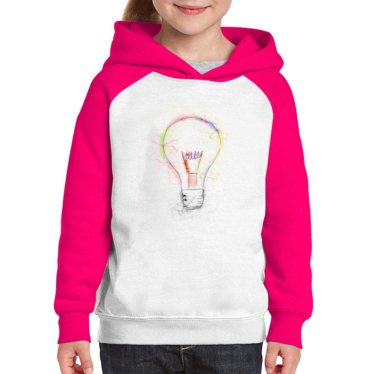 Moletom Infantil Creative Bulb - Branco/Rosa