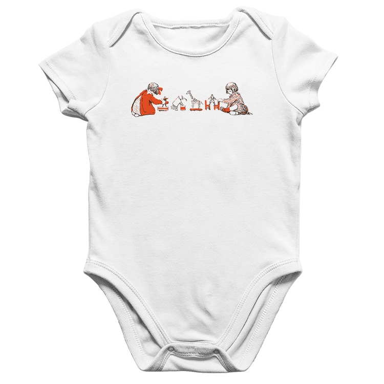 Body Bebê Algodão Crianças Brincando - Branco