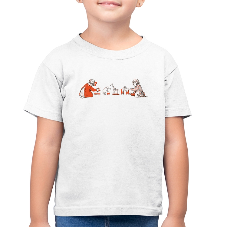 Camiseta Algodão Infantil Crianças Brincando - Branca
